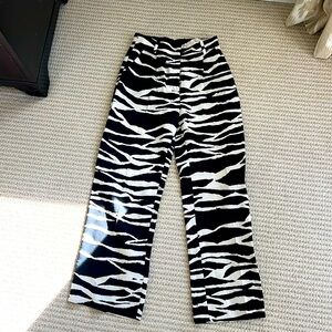 Zebra stripe linen blend trouser pants size 6